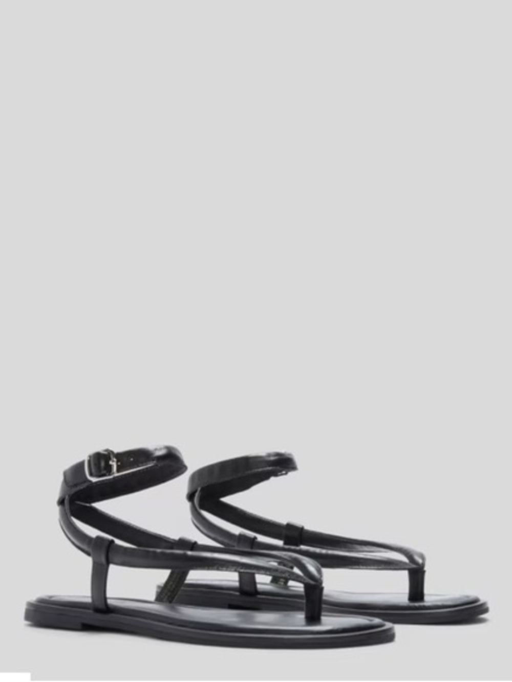 Everlane Endless Summer Black Leather Thong Wrap Around Sandals Size 9.5 - Picture 1 of 4